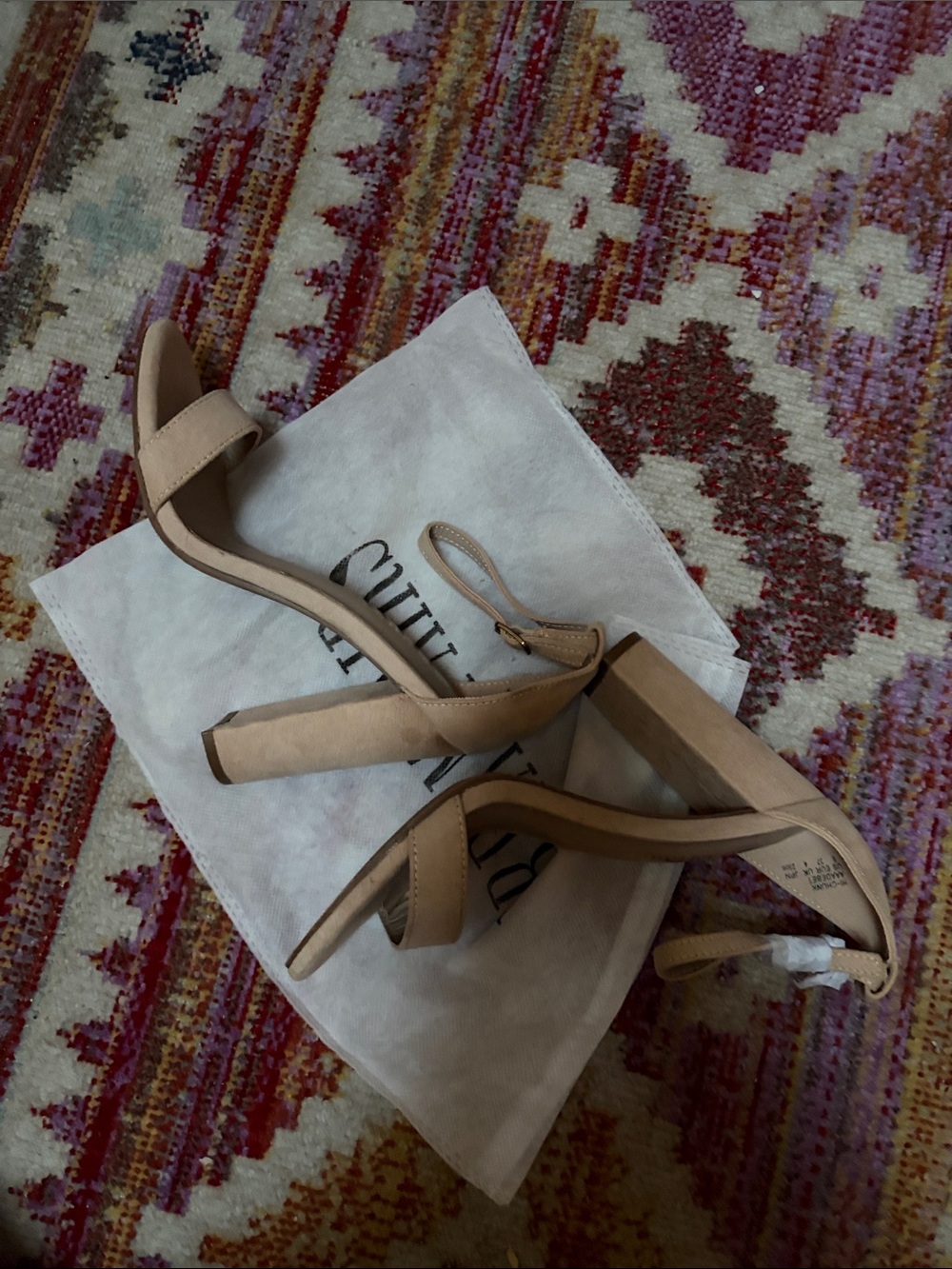 NWT Beige Block Heel Sandals with Ankle Strap
